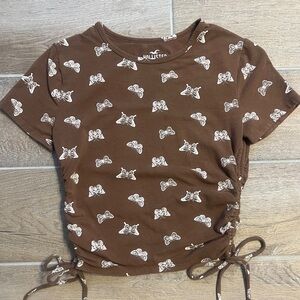 Hollister Brown Butterfly Print Top